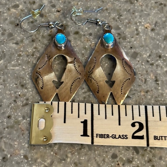 Native American Sterling Silver & Sleeping Beauty Turquoise Earrings - Picture 10 of 10